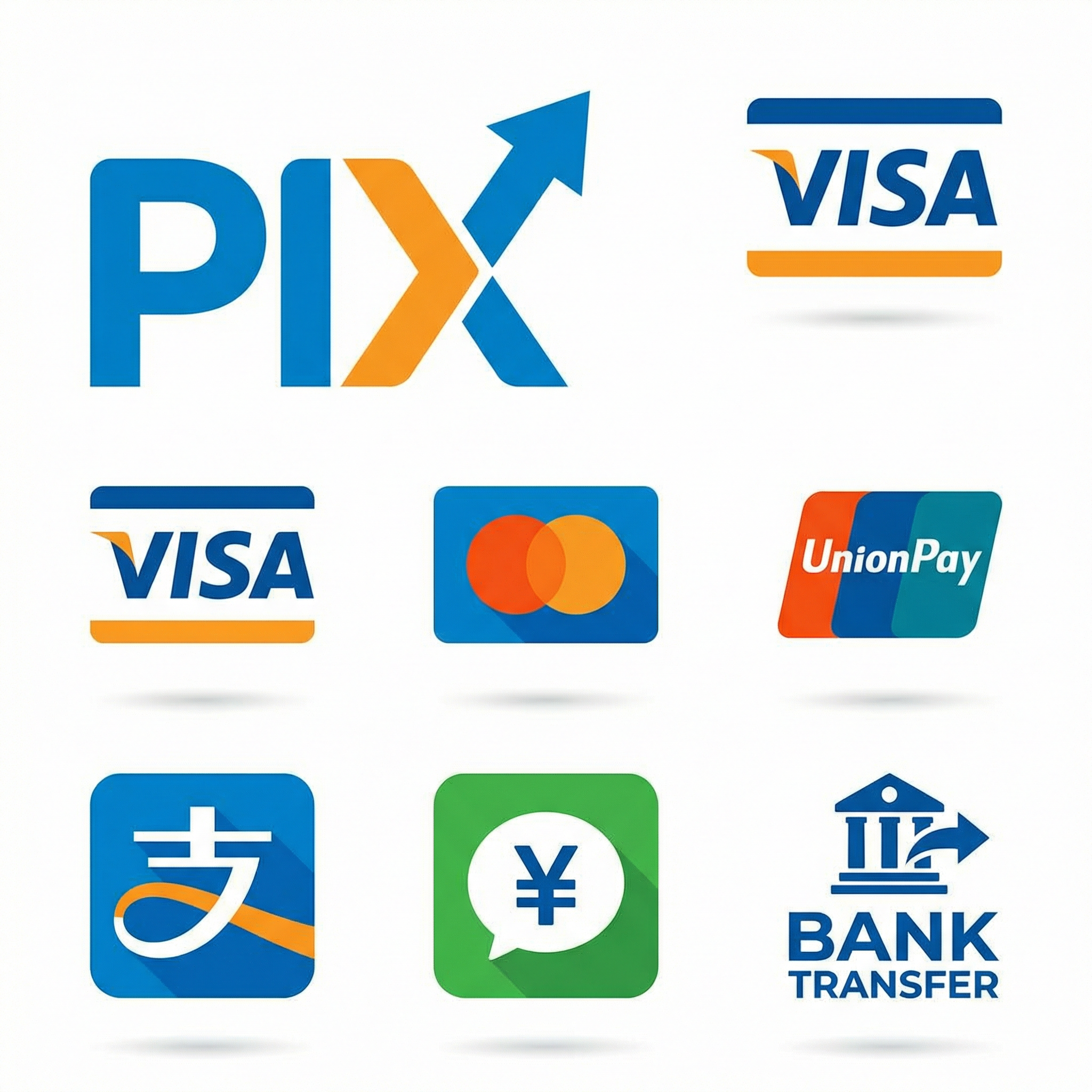 支付方式 PIX, Visa, Mastercard